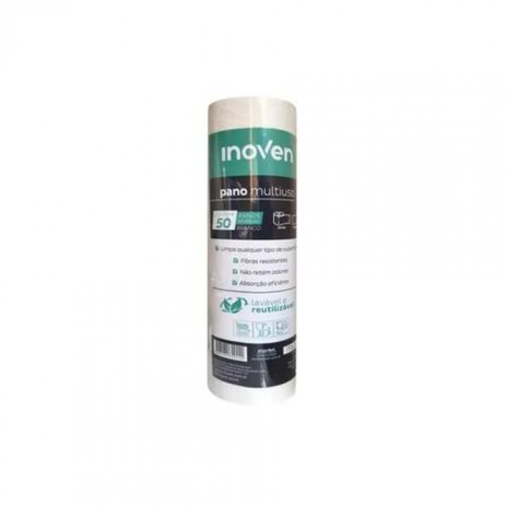 PANO MULTIUSO BOBINA BRANCO 25M INOVEN C/50