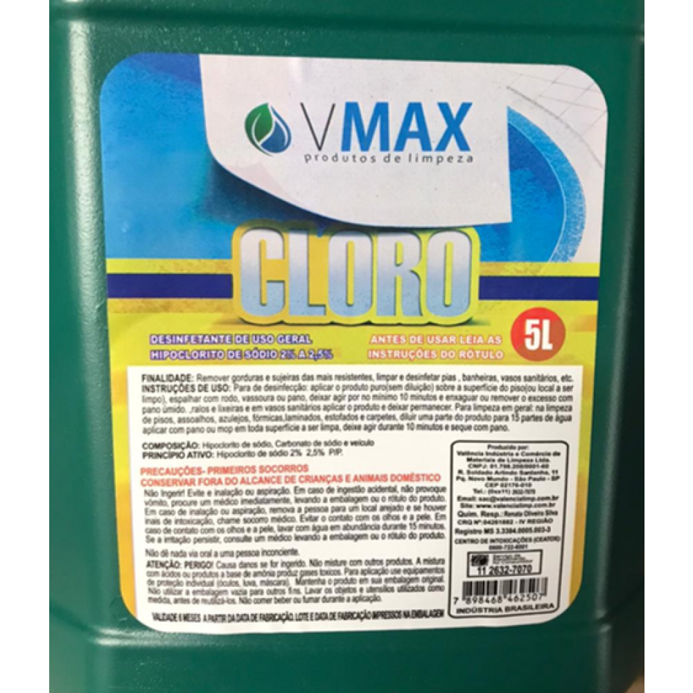 CLORO LIQUIDO 2% 5L VMAX