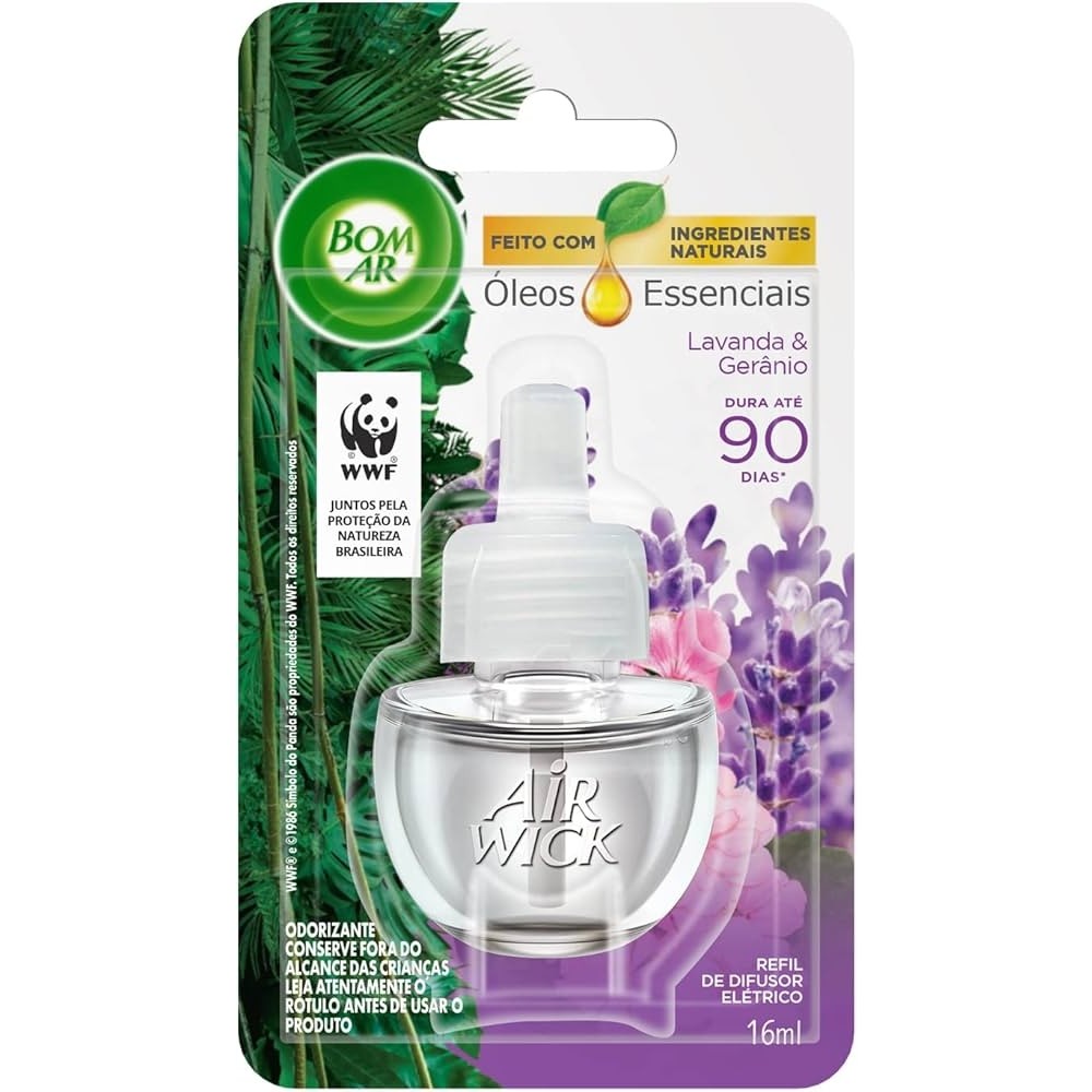 REFIL DESODORIZANTE DIFUSOR ELETRICO LAVANDA E GERANIO 16ML BOM AR