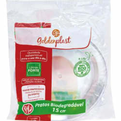 PRATO RASO REDONDO DESCARTAVEL LINHA FORTE CRISTAL 21CM GOLDENPLAST C/10 REF.PK