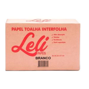 PAPEL TOALHA 2 DOBRAS BRANCO COMUM LELI C/1000