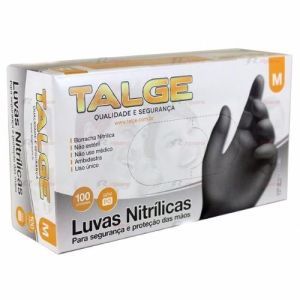 LUVA NITRILICA S/ PO PRETA MEDIA TALGE