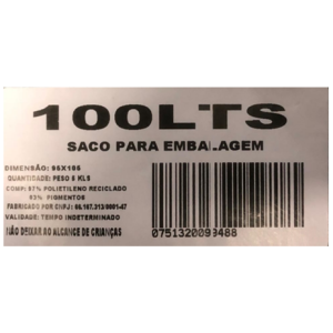 SACO LIXO PRETO BL REFORCADO 5KG 100L C42