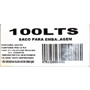 SACO LIXO PRETO BL REFORÇADO 2,5KG 100L C/25